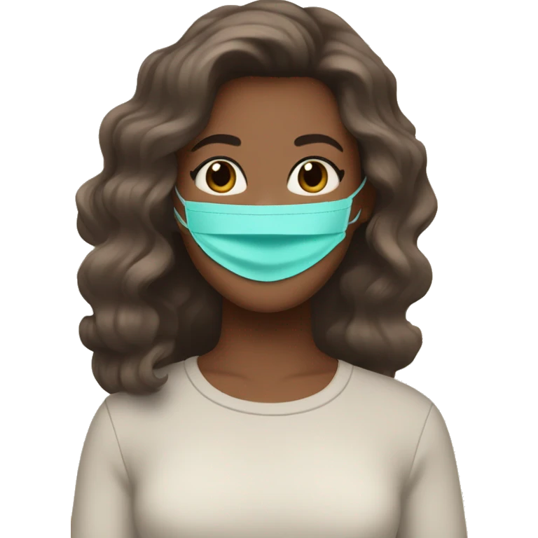 Girl with white skin brown hair in a blowout wearing a teal skincare face mask  emoji