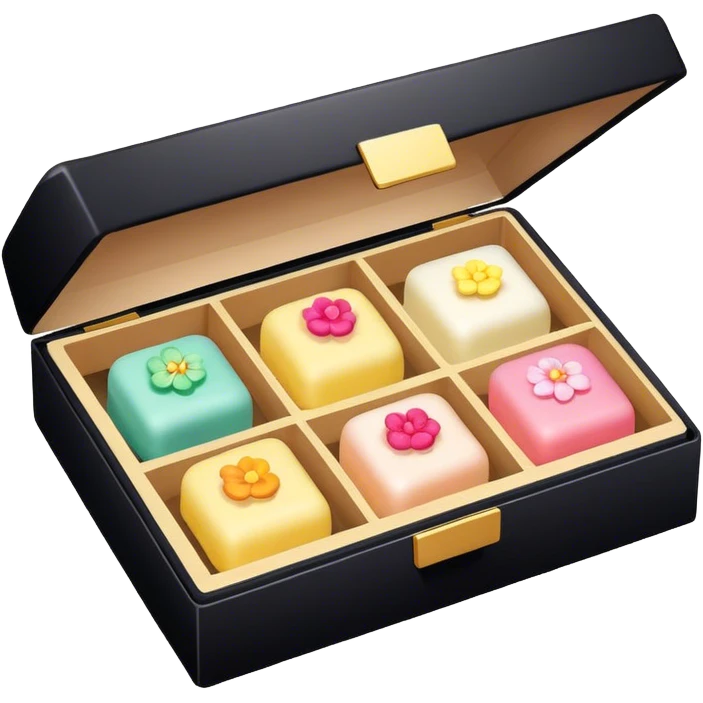 Black box of wagashi with dividers emoji