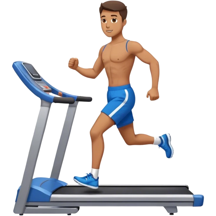 fit guy in blue shorts Treadmill emoji