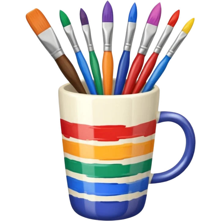 Cup with mixed paintbrushes emoji