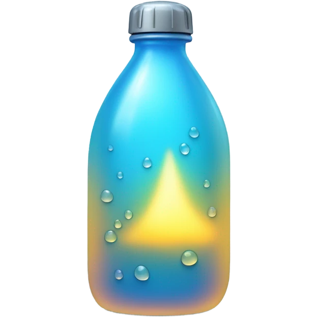 A glowing water bottle with droplets. emoji