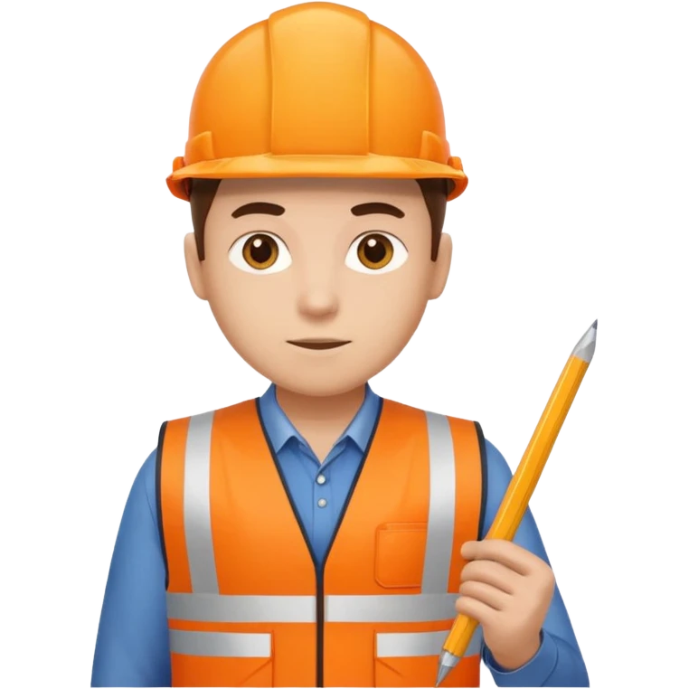worker wearing orange west holding a ruler emoji