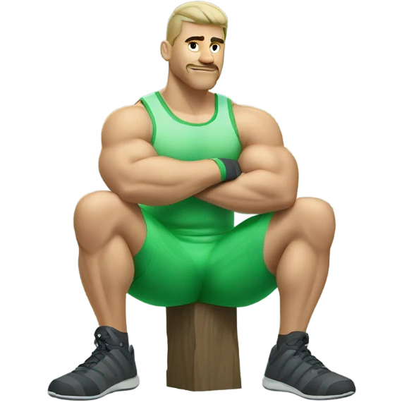 sport man slavic sit showing muscles in light green clothes emoji