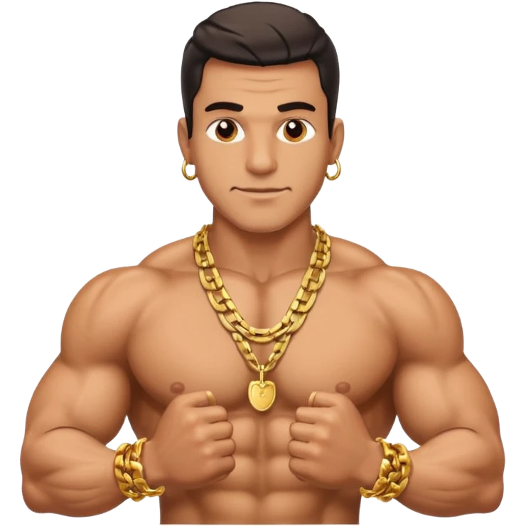 smug muscular shirtless colombian flexing with gold chain emoji