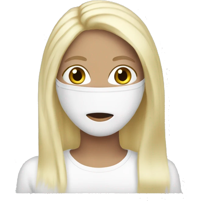 Whitexwoman blonde hair white face mask emoji