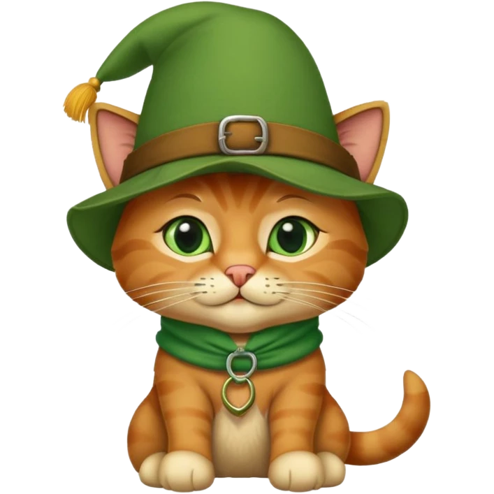گربه چکمه پوش که دارد دست در دماغش می‌کند با کلاه سبز emoji