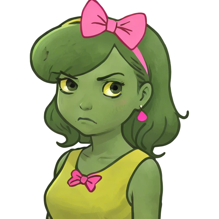 Girl with a really disgusted face emoji