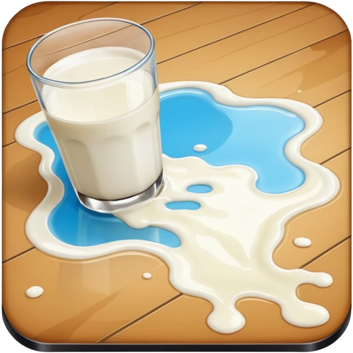fallen over glass of milk spill on floor emoji