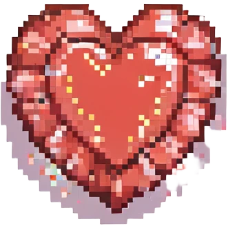 a red heart with sparkles pixel art style emoji