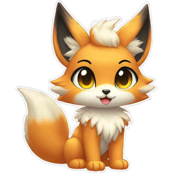 shiny anthro-sparkle-furry fur-sona kemono-style-chibi-style cat-fox-Fakémon-hybrid full body emoji