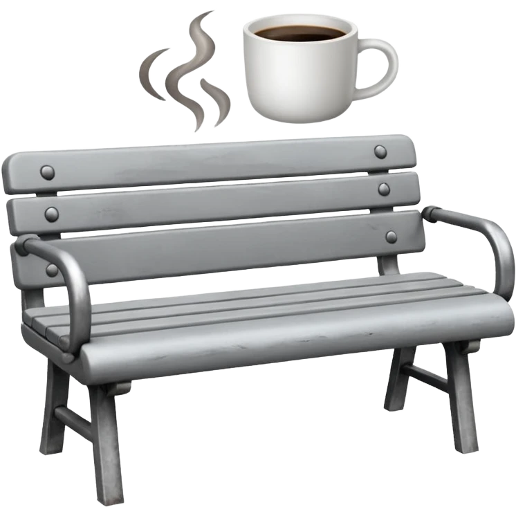 Metal bench + coffee cup emoji