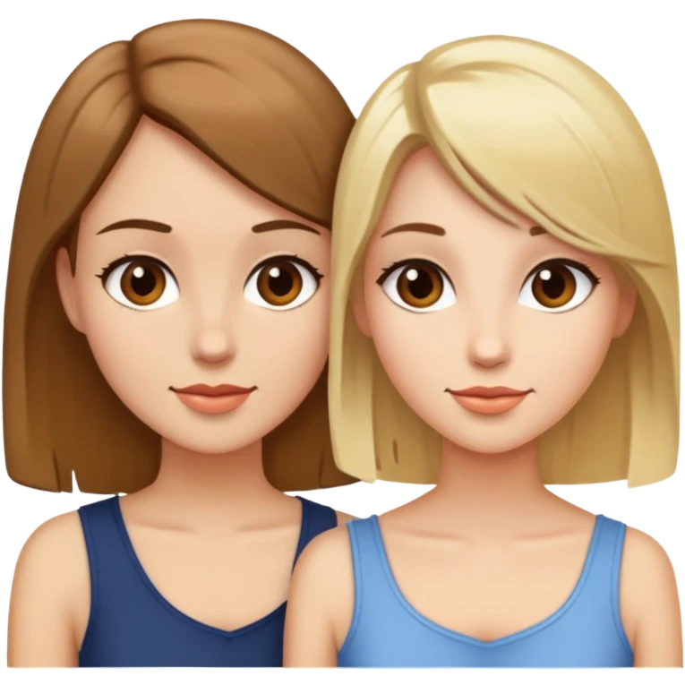 Two women flirting, one with short brown hair and the other with long blonde hair emoji