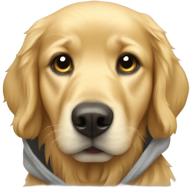 Golden retriever wearing a hoodie emoji