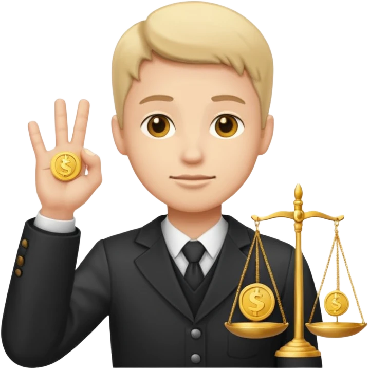 A serious person balancing a coin and legal scale emoji emoji