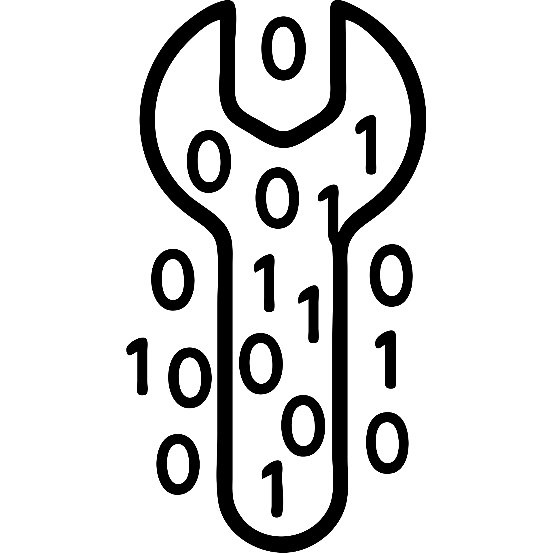 A wrench tool made out of binary code, with 0s and 1s flowing through and forming the shape of a wrench emoji