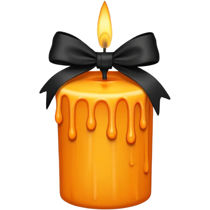 orange yellow candle, with black bow emoji