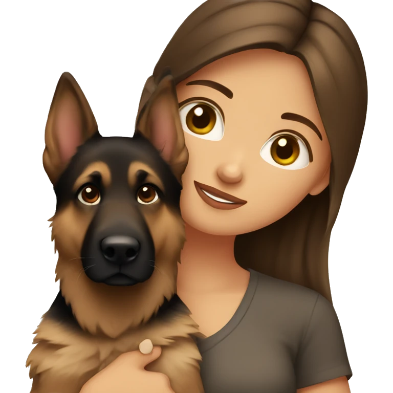 Brown hair girl holding German shepherd  emoji