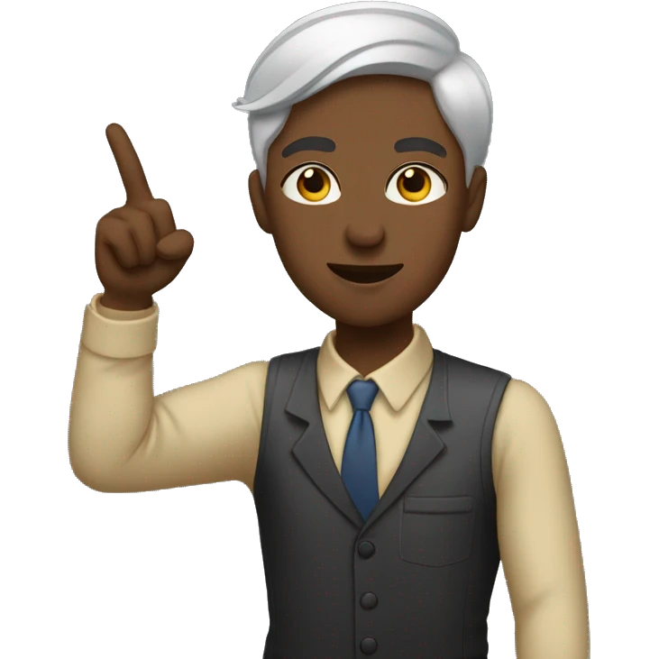black masculine lesbian pointing as a from the shoulders upwards emoji