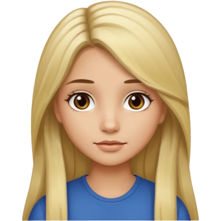 Girl with long hair and blonde highlights and dark brown eyes emoji