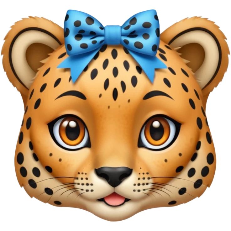 cute cheetah with blue bow emoji