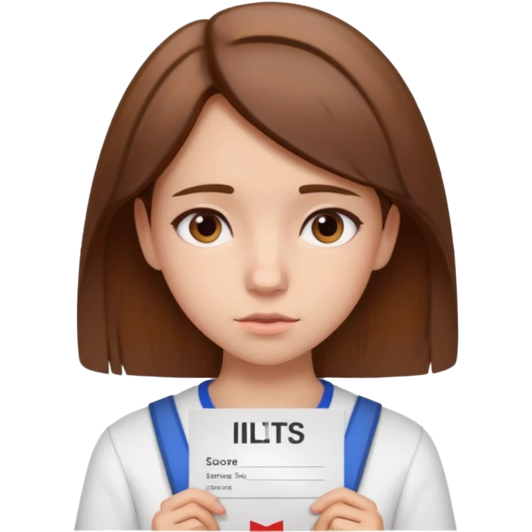 The girl shows her IELTS certificate with a score of 3.0 in disappointment emoji