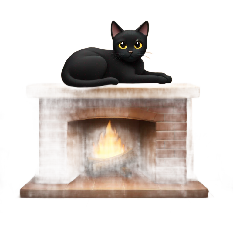 black cat on top of fireplace emoji