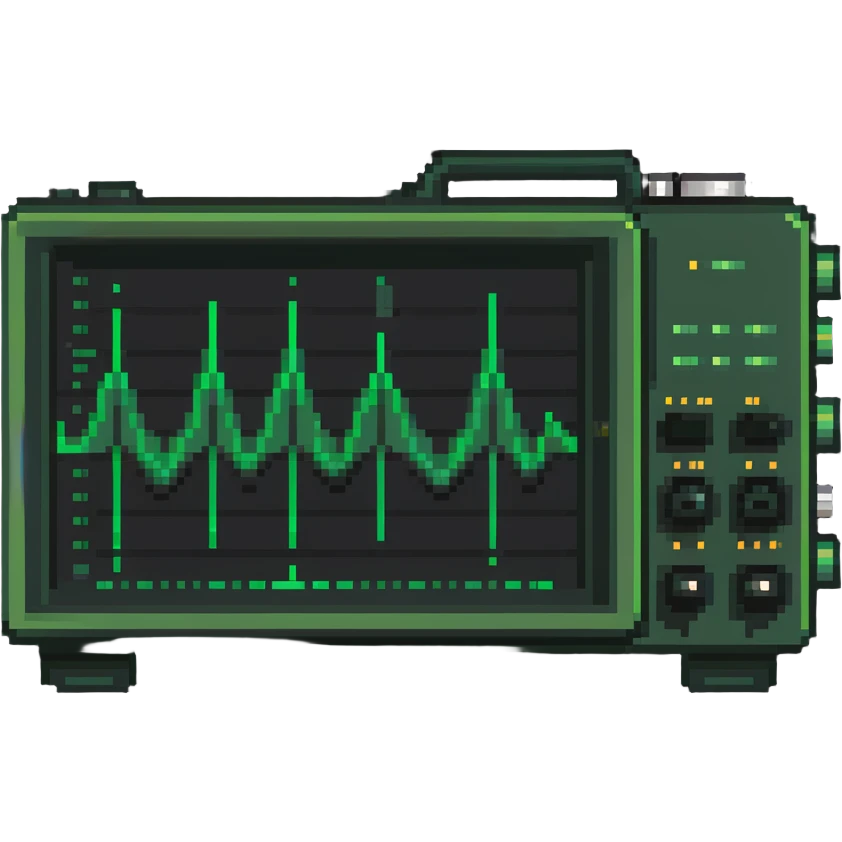 Electronic oscilloscope with green waveform display emoji