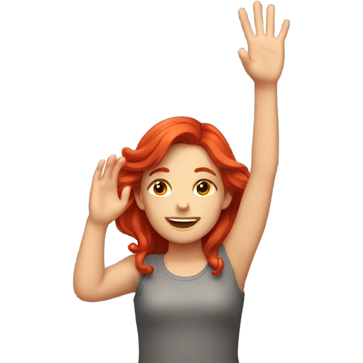 Redhead girl raising hand emoji