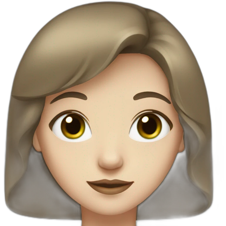 pale woman with brown hair and side bangs, green and brown heterochromia   emoji