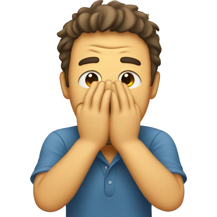 smiling man covering his face with his hands emoji