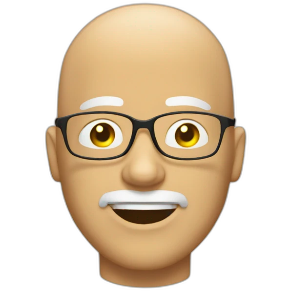 bald white man with glasses with a goatee winking emoji