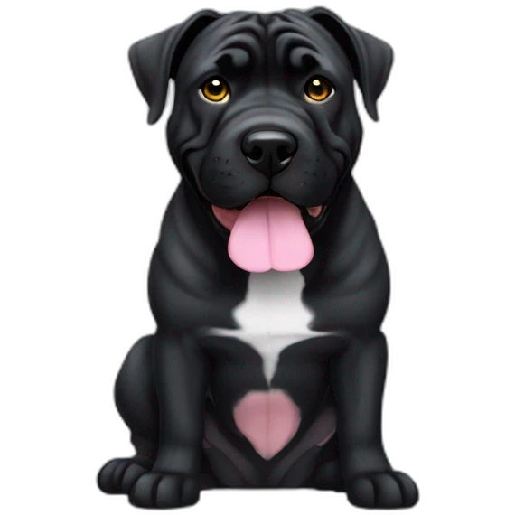 Full black presa canario dog cropped ears emoji