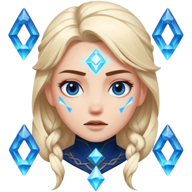 Woman frozen mid-spell, glowing runes around her body, charged silence emoji