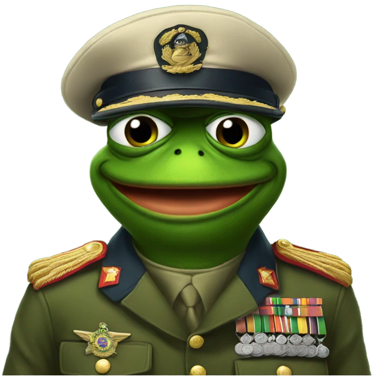 pepe wearing a military outfit emoji
