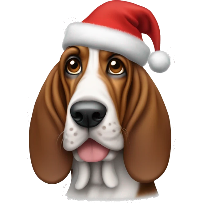 basset hound with christmas hat  emoji