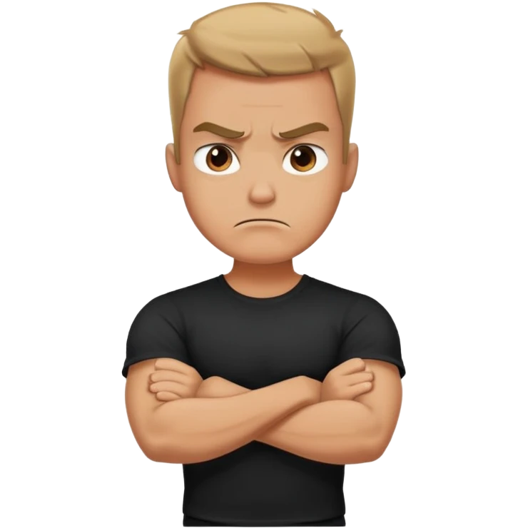 Angry guy with arms crossed over neck emoji