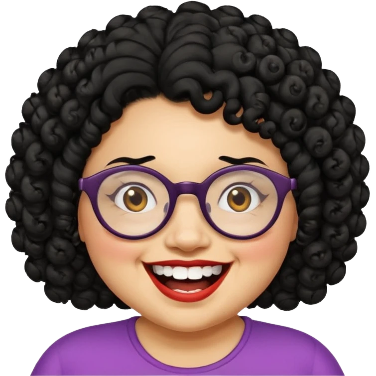 short fat lady with glasses ,crooked teeth and crazy curly black hair emoji