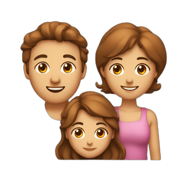 Un couple homme femme avec un homme petit et brun et une femme de taille moyenne et cheveux de couleur châtain emoji