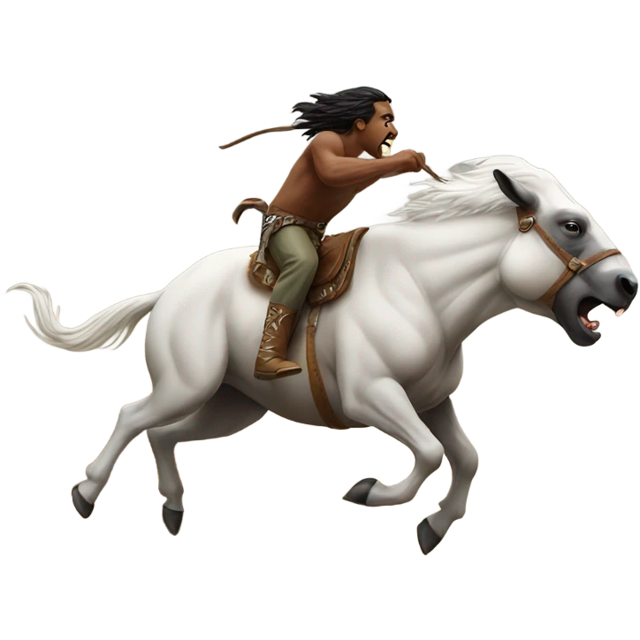 White bronco attacking a buffalo emoji