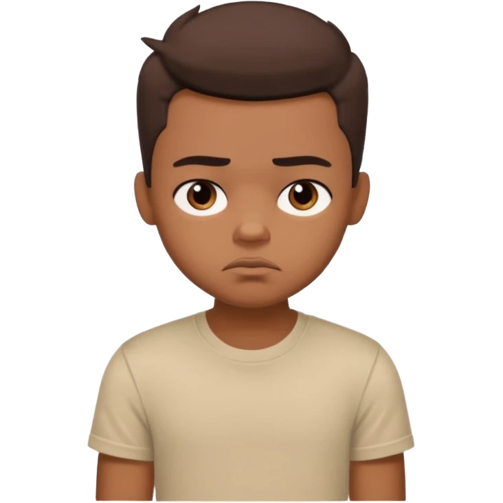 a pretty bratz dusky guy with half sleeved beige tshirt looking sleepy and bored emoji