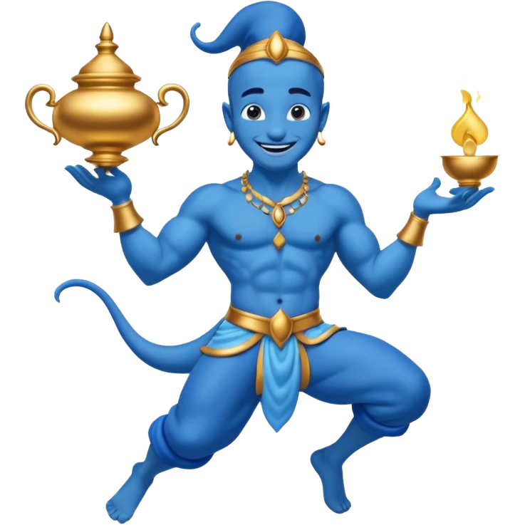 blue genie flies out of aladdin's lamp emoji