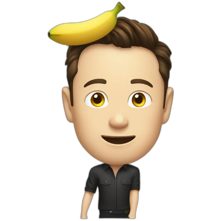 Elon musk pointing a banana at his head emoji