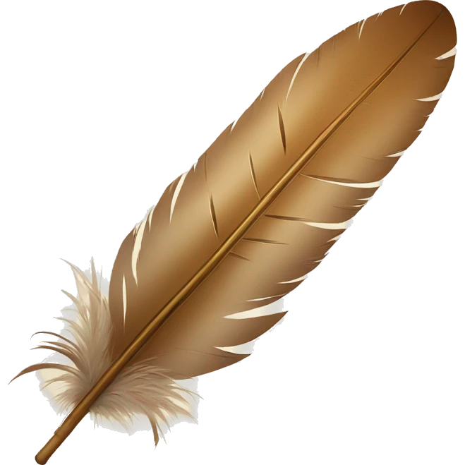 a feather quill and an open SCROLL emoji