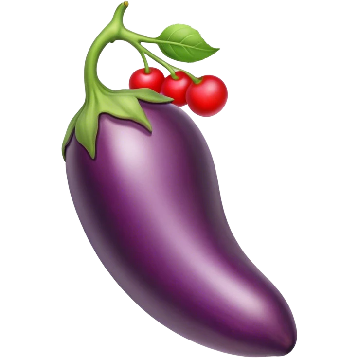 Eggplant with cherries under it  emoji