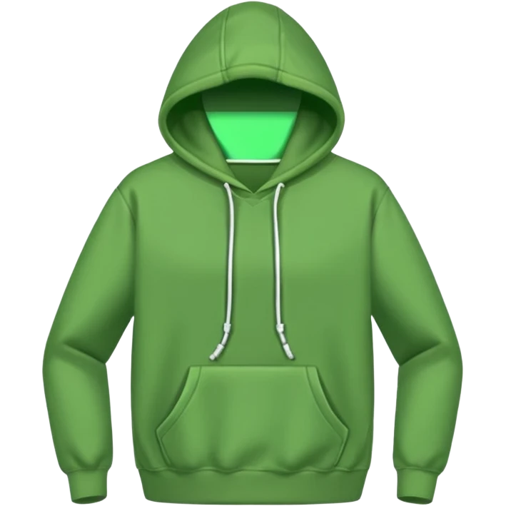 green hoodie with drawstrings, no face or body emoji