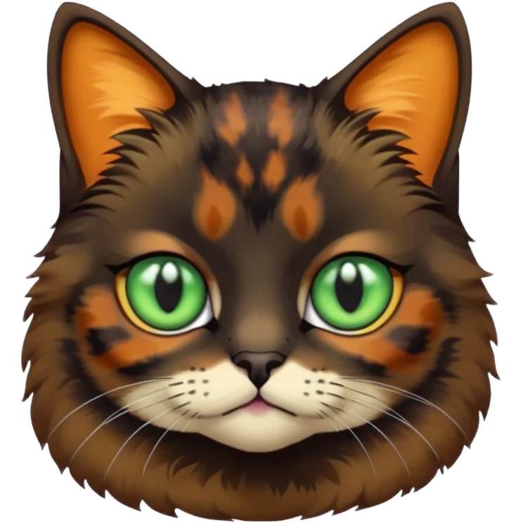 dark tortoiseshell cat pastel green eyes emoji