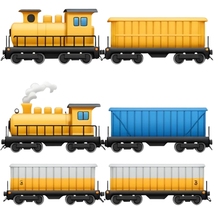 A modern cargo train in classic emoji style, variant 1. emoji