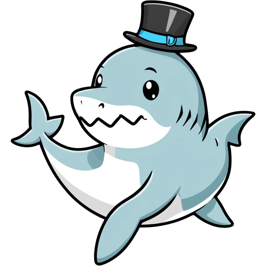 Shark with a top hat emoji