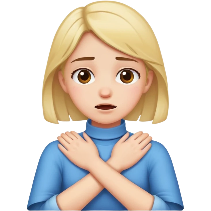 Girl cross arms choking her neck  emoji