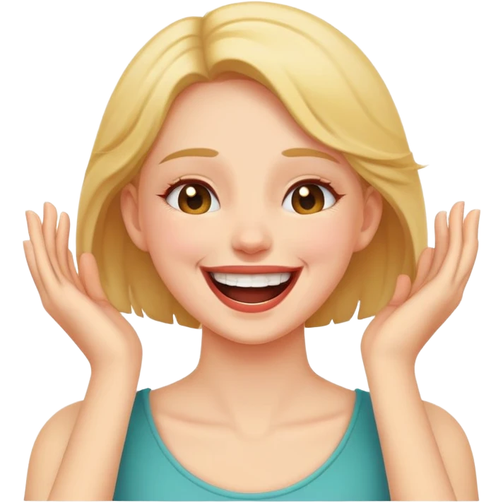 make an emoji with a girl laughing and hands on her neck  emoji